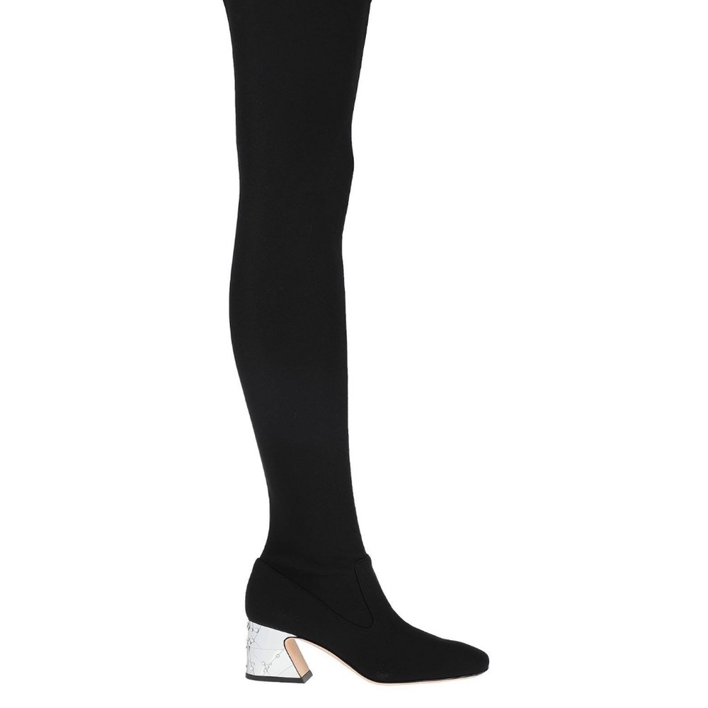 Alberta Ferretti over the knee high boots black 39 US 9 $1,350 chic Italy - Picture 5 of 11
